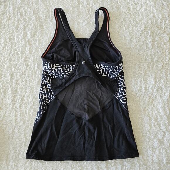 Lululemon Crossback lI Black & White Tank Top Size 8 - Picture 2 of 3